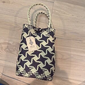 Imiloa Collective handmade Black and Cream Woven Tote Bag NWT